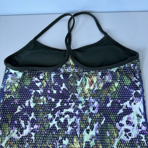 Lululemon Power Y Tank Top Size 8 Green Purple Racerback Built in bra - Picture 3 of 5